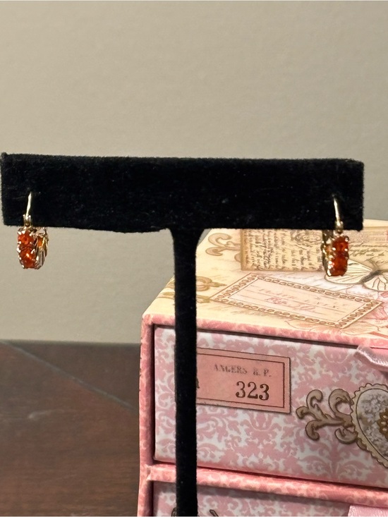 Jewelry - 14K Gold and Orange Garnet Half Hoop Earrings